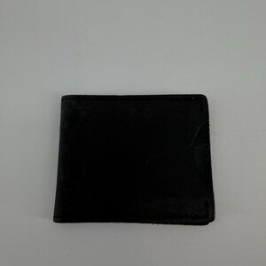 Main Street Men’s Black Leather Bi-Fold Wallet Made in USA Minimalist Vintage